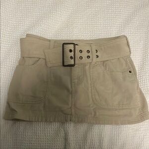 Beige corduroy Mini Skirt with Belt